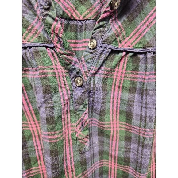 VTG 90s L.L. Bean Womens Medium Flannel Primitive Country Plaid Nightgown Medium - Picture 3 of 6